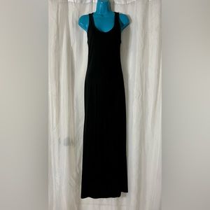 Pact Organic Black Cotton Halter Style Maxi Dress with small Back Slit